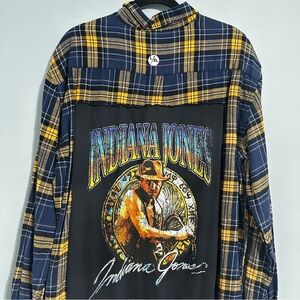 Indiana Jones Blue and Yellow Plaid Flannel L/XL